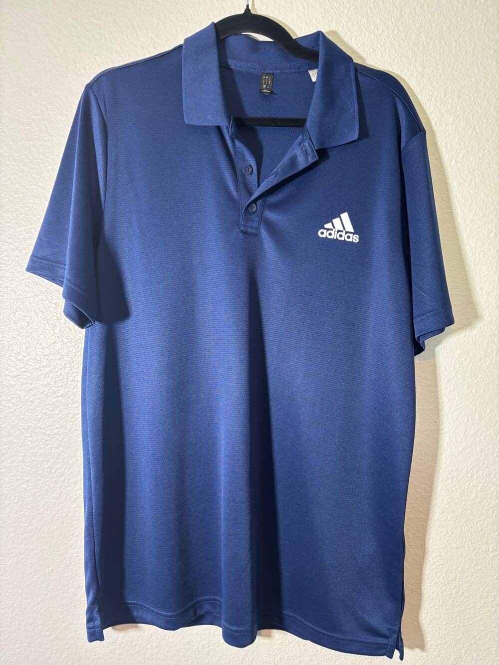 Adidas Men's Size L Club Tennis Polo Shirt Blue Short Sleeves Moisture-Wicking